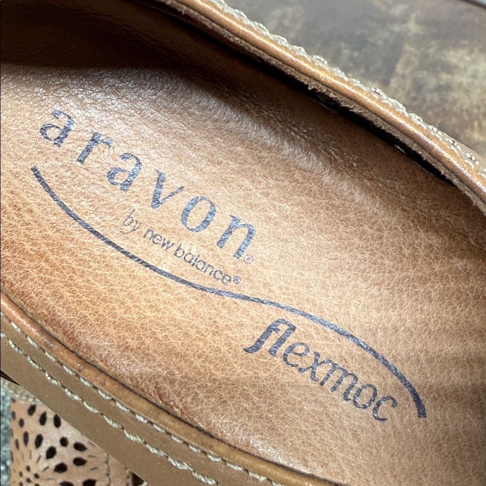 Aravon Shoes Wm 8D Brown Leather Mary Jane Kitten Heel Loafers New Balance - Picture 12 of 15